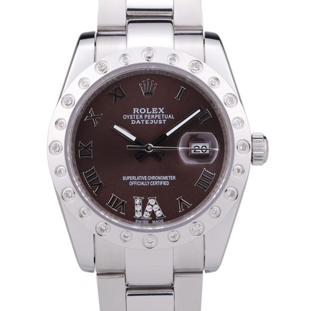 Best AAA Replica Sites Rolex Brown Diamond 7466 Bezel Datejust Dial 1014